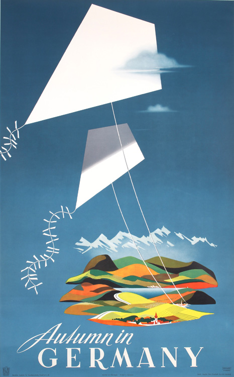 Fall is here, German travel poster, 1950s