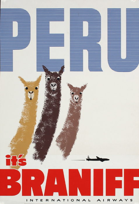 Braniff Peru poster from the 1950s
