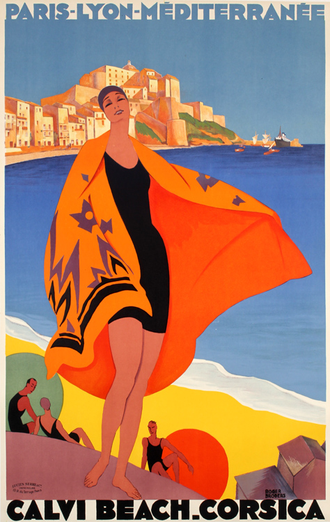 Calvi Beach poster by Roger Broders, 1928