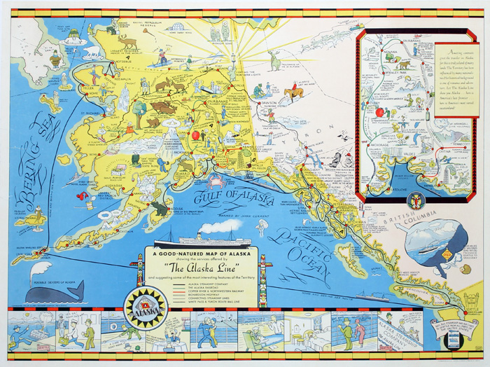Alaska Line map poster from 1934