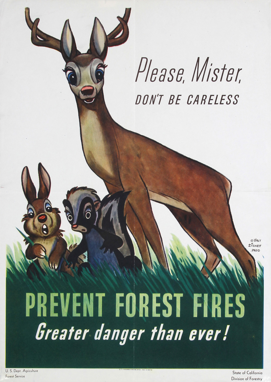 1940s Disney Forest Fire Prevention Poster