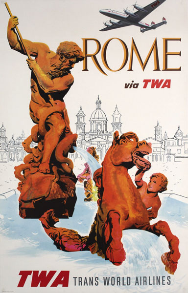 TWA Rome poster, 1950s